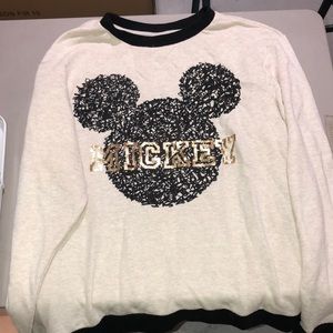 Disney Cream and Black Mickey Long Sleeve Tee